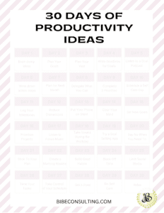 30 Days of Productivity Ideas chart